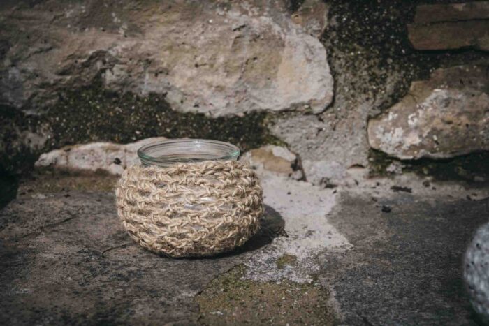 Pots de ganxet amb vidre i espelma - Imatge 5
